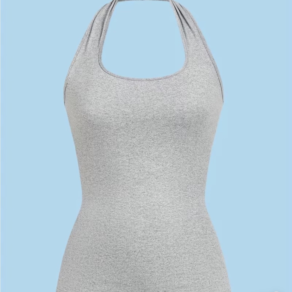 Gray Halter Neck Top
